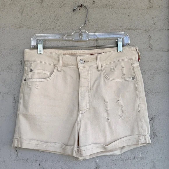 Anthropologie Pilcro Cream Button Fly High Rise Distressed Jean Shorts Waist 29 - Picture 3 of 13